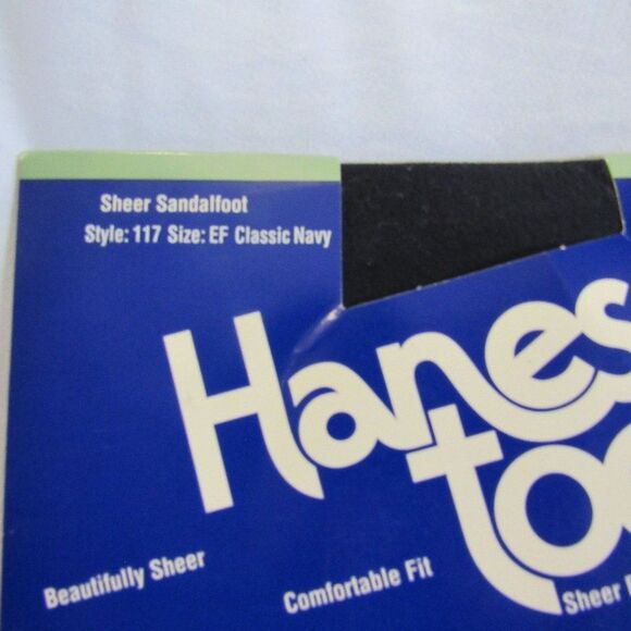 Hanes Too Hosiery Size E-F Sheer Pantyhose (2) Black Navy Style 117 VTG 1994 - Picture 8 of 11